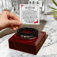 Load image into Gallery viewer, To My Husband Birthday Gifts, Love You Forever Engraved Leather Bracelet for Men, To My Man Gift
