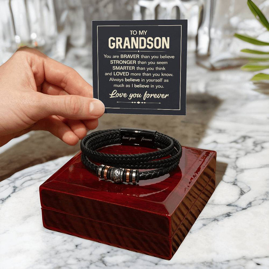 To My Grandson Bracelet from Grandma, Grandson Bracelet with Message Card