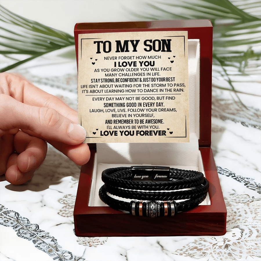 To My Son Bracelet Always Remember, Men Birthday Bracelet for Son from Mom with Message
