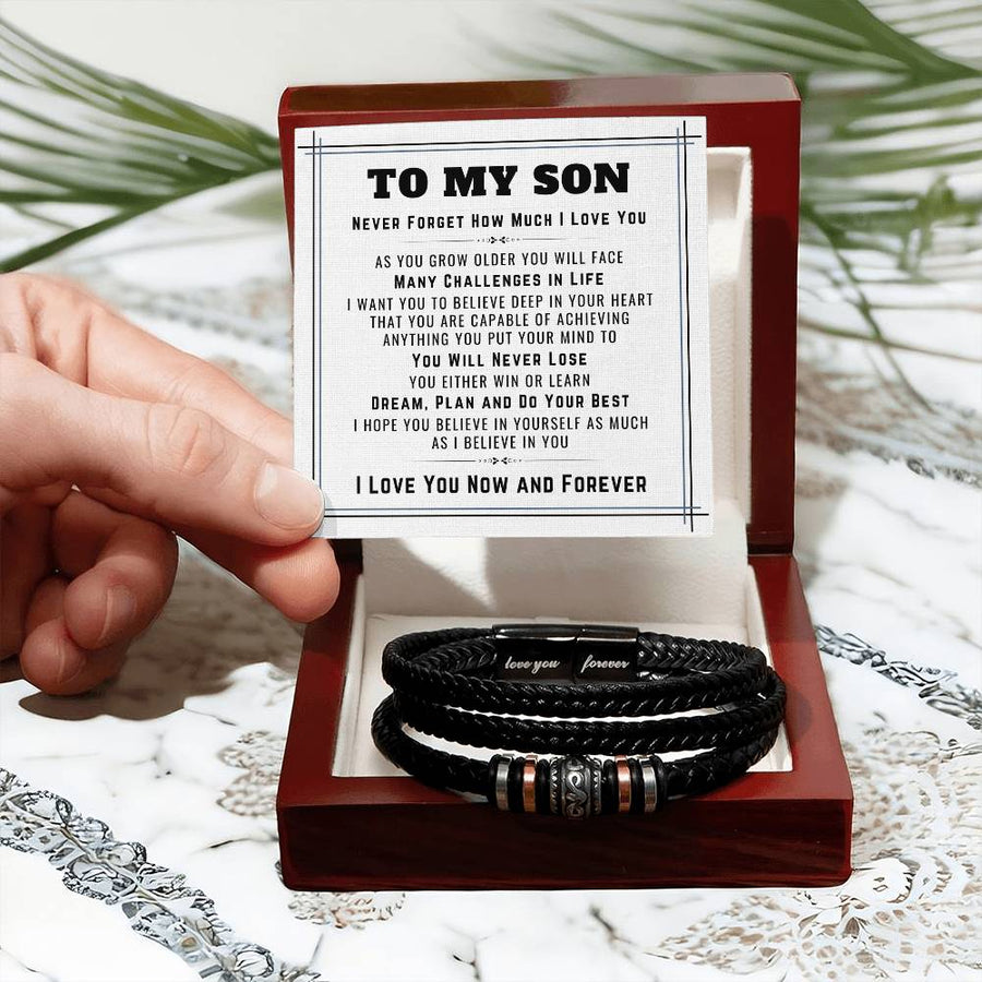 To My Son Bracelet from Mom and Dad, Believe in Yourself, Dream, Plan and Do Your Best