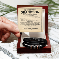 Load image into Gallery viewer, Gift for Grandson – Braided Leather Bracelet with Love You Forever Message, Infinity Symbol
