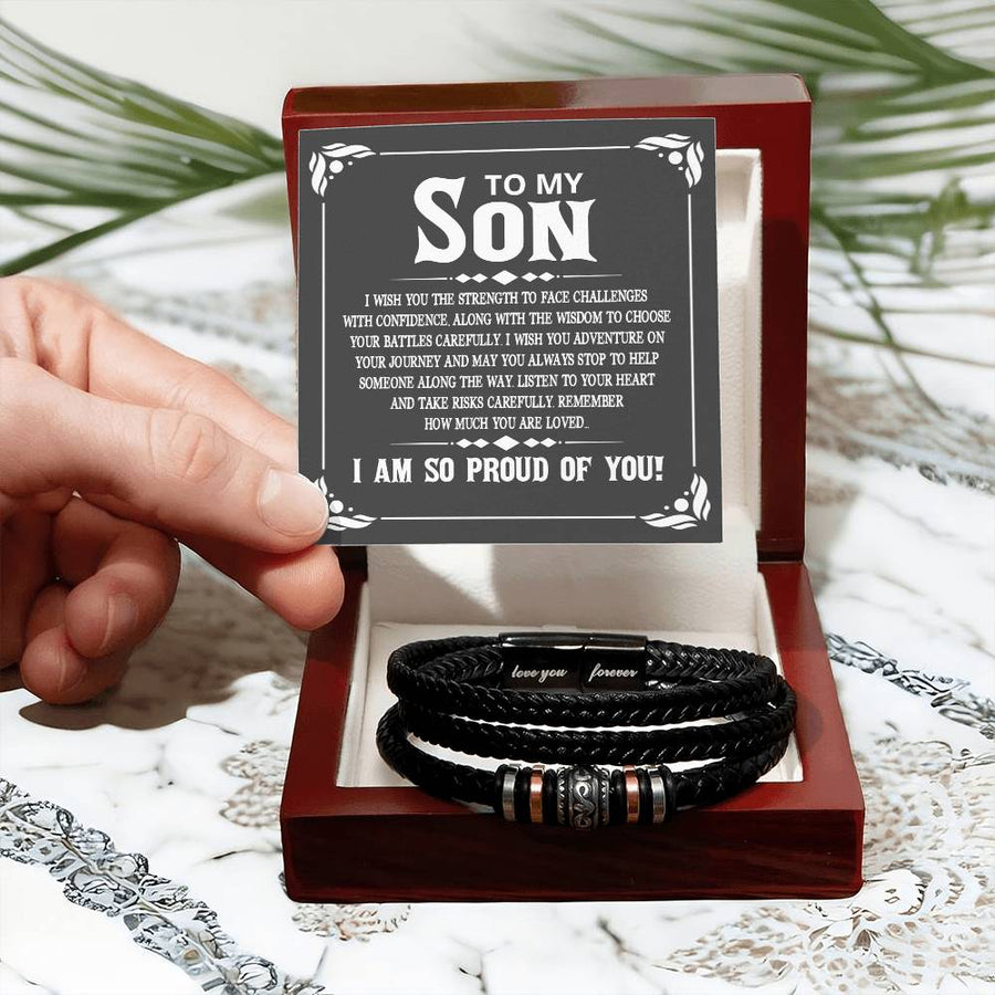 To My Son Bracelet Always Remember, I Wish You the Strength to Face Challenges with Confidence