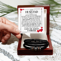 Load image into Gallery viewer, To My Husband Birthday Gifts, Love You Forever Engraved Leather Bracelet for Men, To My Man Gift
