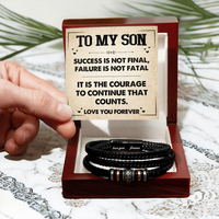 Load image into Gallery viewer, To My Son Courage Bracelet from Mom Dad, Success Is Not Final, Christmas Birthday Graduation Gift
