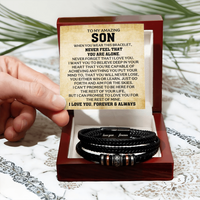 Load image into Gallery viewer, To My Son Bracelet – Love You Forever Engraved Braided Leather Bracelet Gift for Men
