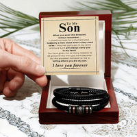 Load image into Gallery viewer, Gift for Son – Braided Leather Bracelet with Love You Forever Message, Infinity Symbol
