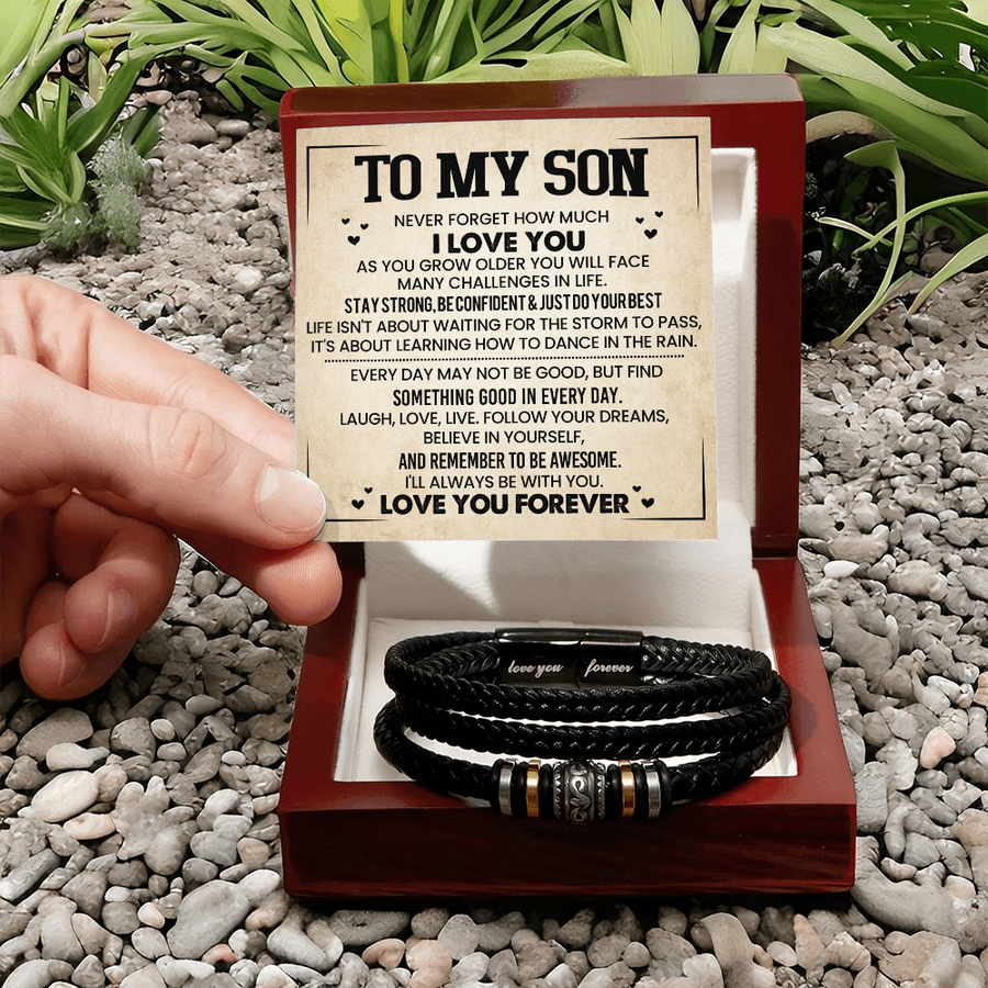 To My Son Bracelet Always Remember, Men Birthday Bracelet for Son from Mom with Message