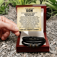 Load image into Gallery viewer, To My Son Bracelet – Love You Forever Engraved Braided Leather Bracelet Gift for Men
