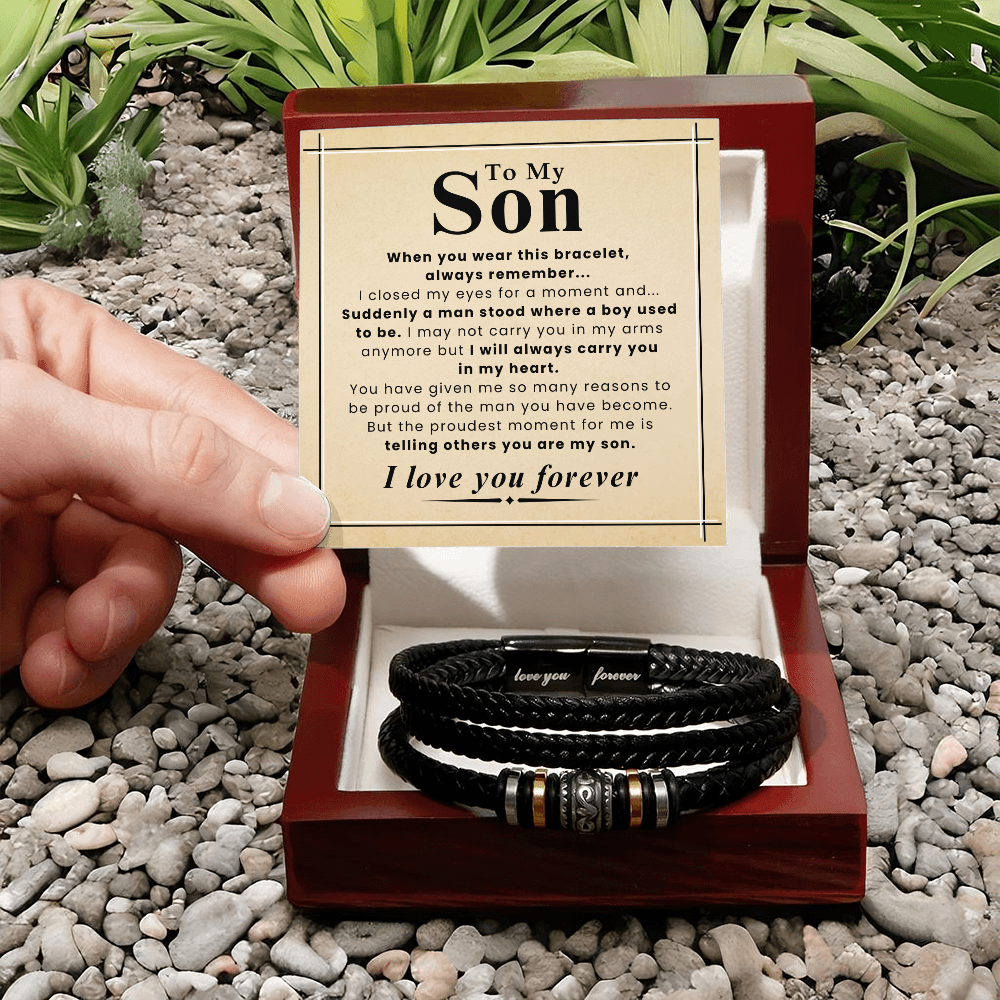Personalized Infinity Bracelet For Men - Custom Name Leather Bracelet, Dad Gift, Stainless Steel - View #2