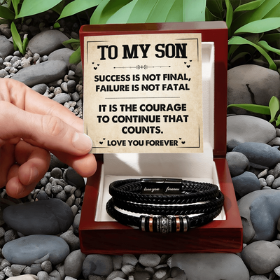 Load image into Gallery viewer, To My Son Courage Bracelet from Mom Dad, Success Is Not Final, Christmas Birthday Graduation Gift

