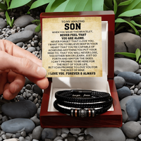 Load image into Gallery viewer, To My Son Bracelet – Love You Forever Engraved Braided Leather Bracelet Gift for Men
