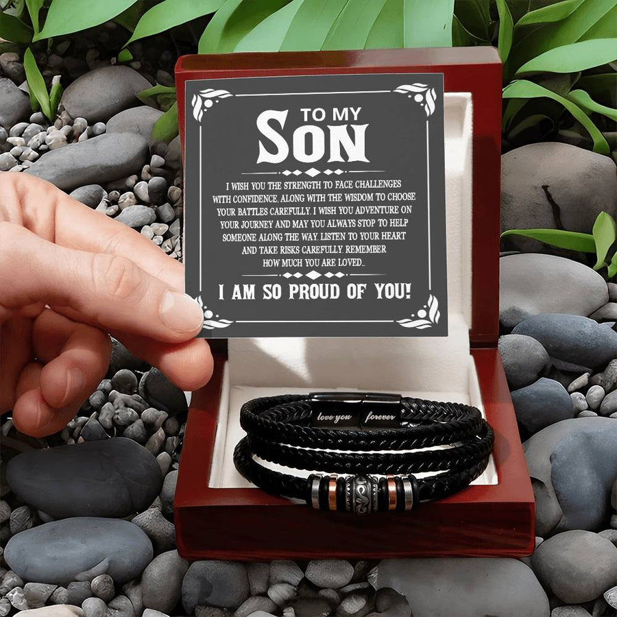 To My Son Bracelet Always Remember, I Wish You the Strength to Face Challenges with Confidence