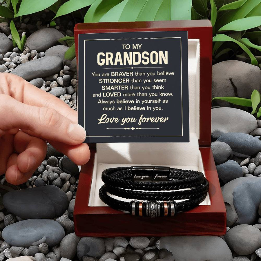 To My Grandson Bracelet from Grandma, Grandson Bracelet with Message Card