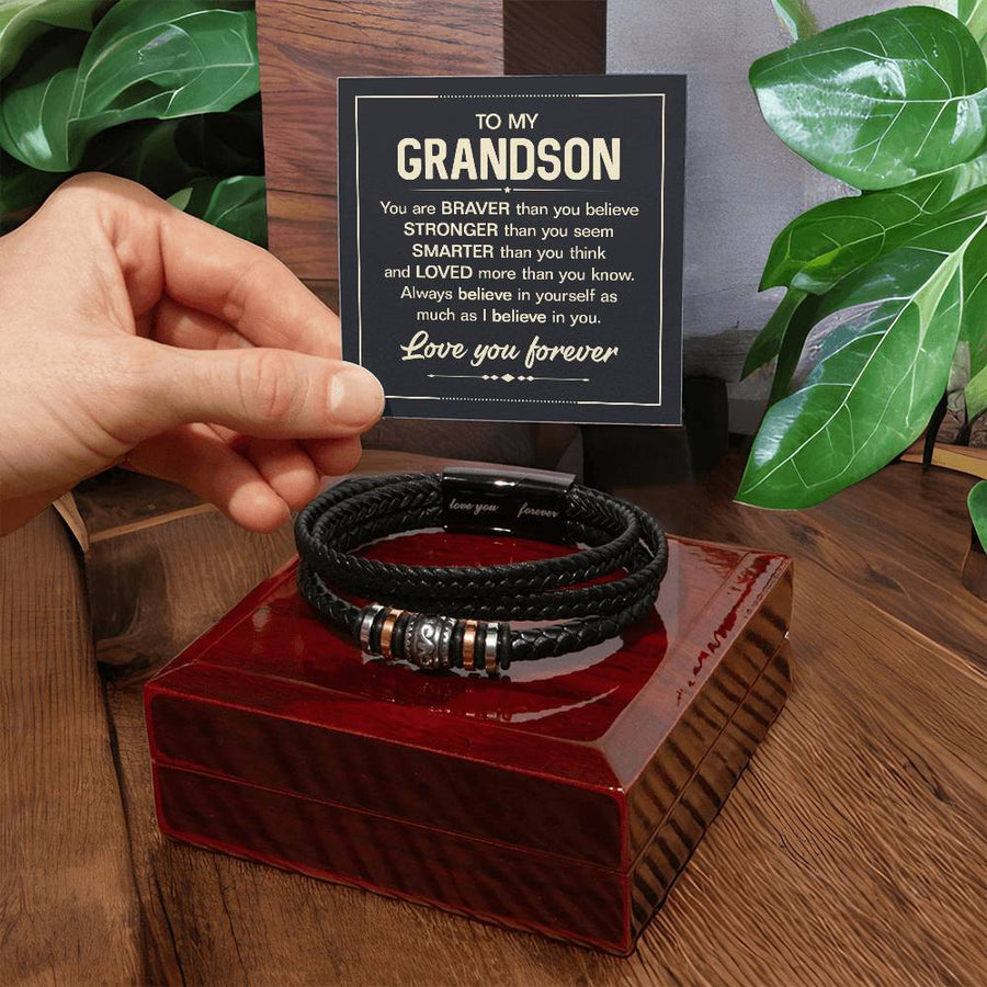To My Grandson Bracelet from Grandma, Grandson Bracelet with Message Card