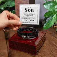 Load image into Gallery viewer, To My Son Bracelet from Mom and Dad Always Remember Leather, Birthday Day Gifts for Son from Mother
