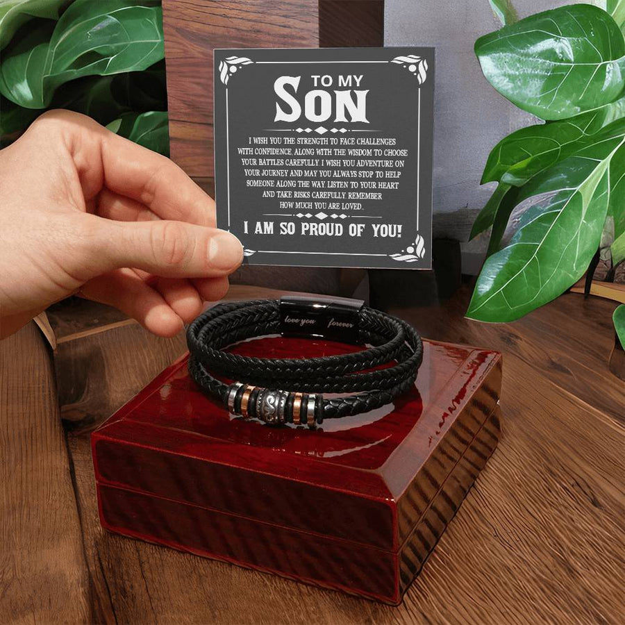To My Son Bracelet Always Remember, I Wish You the Strength to Face Challenges with Confidence