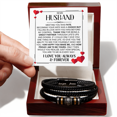 Load image into Gallery viewer, To My Husband Birthday Gifts, Love You Forever Engraved Leather Bracelet for Men, To My Man Gift
