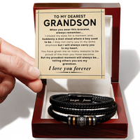 Load image into Gallery viewer, Gift for Grandson – Braided Leather Bracelet with Love You Forever Message, Infinity Symbol
