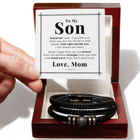 Load image into Gallery viewer, To My Son Bracelet from Mom and Dad Always Remember Leather, Birthday Day Gifts for Son from Mother
