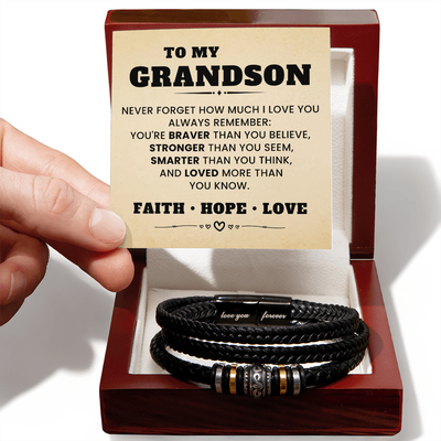 Load image into Gallery viewer, To My Grandson Love You Forever Leather Bracelet Gift for Birthday, Christmas, Graduation
