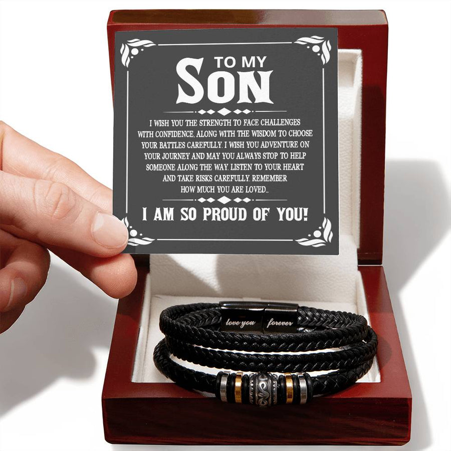 To My Son Bracelet Always Remember, I Wish You the Strength to Face Challenges with Confidence