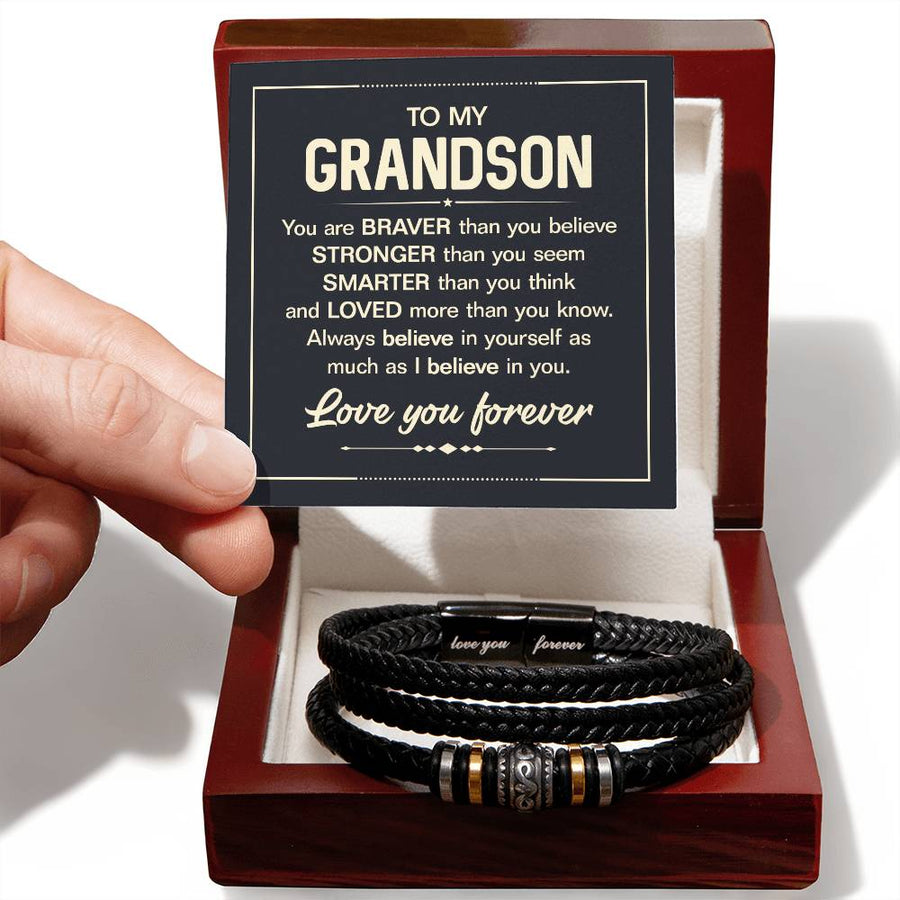 To My Grandson Bracelet from Grandma, Grandson Bracelet with Message Card