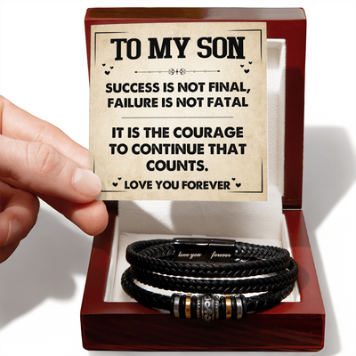 Load image into Gallery viewer, To My Son Courage Bracelet from Mom Dad, Success Is Not Final, Christmas Birthday Graduation Gift
