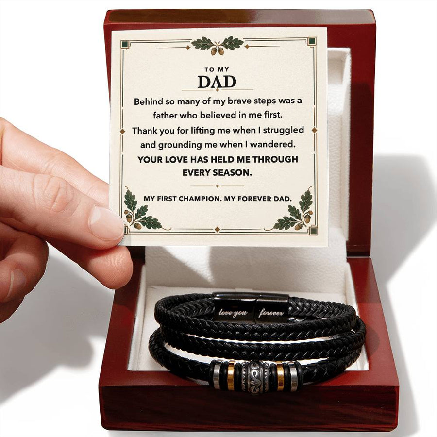 To My Dad Bracelet Gift - My First Champion, My Forever Dad