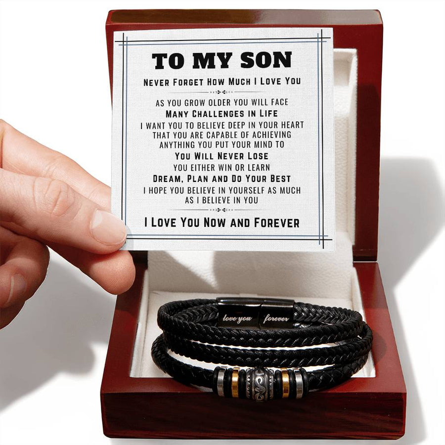 To My Son Bracelet from Mom and Dad, Believe in Yourself, Dream, Plan and Do Your Best