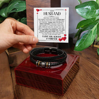 Load image into Gallery viewer, To My Husband Birthday Gifts, Love You Forever Engraved Leather Bracelet for Men, To My Man Gift
