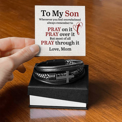 Load image into Gallery viewer, To My Son Bracelet from Mom, Pray on It, Pray Over It, But Most of All Pray Through It
