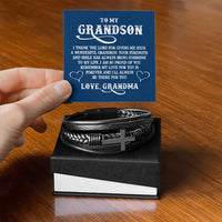 Load image into Gallery viewer, To My Grandson Bracelet from Grandma, I Thank the Lord for Giving Me Such a Wonderful Grandson
