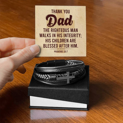 Load image into Gallery viewer, To My Dad Men&amp;#39;s Cross Bracelet - Bible Verse Catholic
