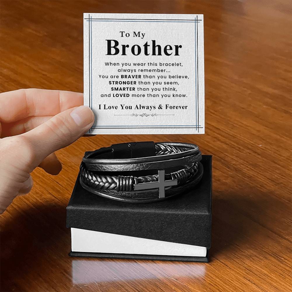 To My Brother Engraved Stainless Steel Bracelet - Meaningful Gift From Sister For Birthday & Holidays