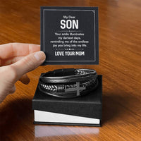 Load image into Gallery viewer, To My Son Cross Bracelet from Mom, Your Smile Illuminates My Darkest Days
