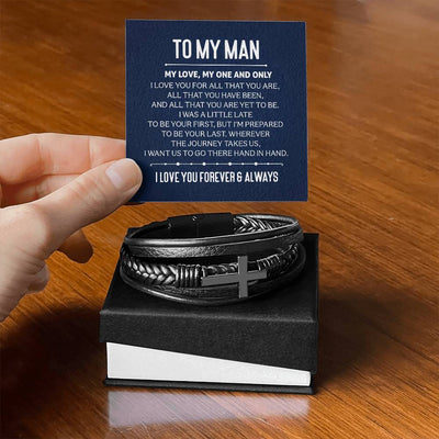 Load image into Gallery viewer, To My Man Men&amp;#39;s Cross Bracelet - My Love, My One and Only Men&amp;#39;s Cross Bracelet
