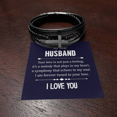Load image into Gallery viewer, To My Husband Men&amp;#39;s Cross Bracelet - Your Love in Not Just
