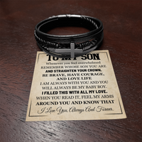 Load image into Gallery viewer, Mother to Son Leather Bracelet, Men Birthday Bracelet for Son from Mom and Dad
