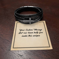 Load image into Gallery viewer, Personalized Gifts for Man, Cross Leather Bracelet W/ Custom Message Card
