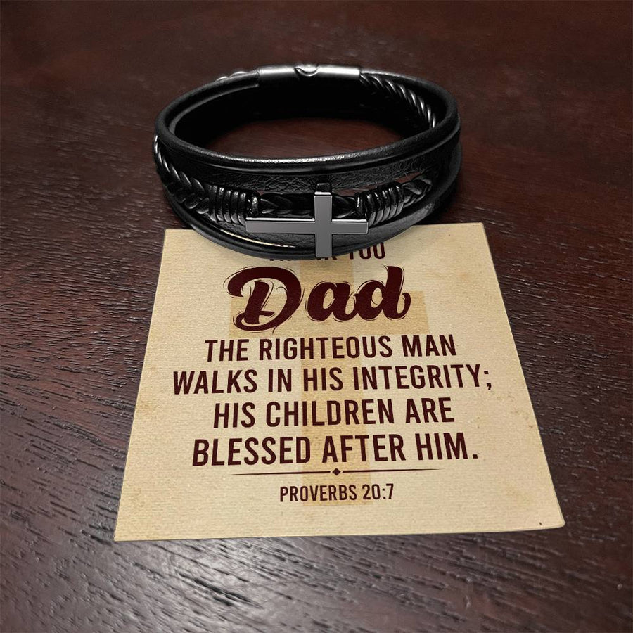 To My Dad Men's Cross Bracelet - Bible Verse Catholic