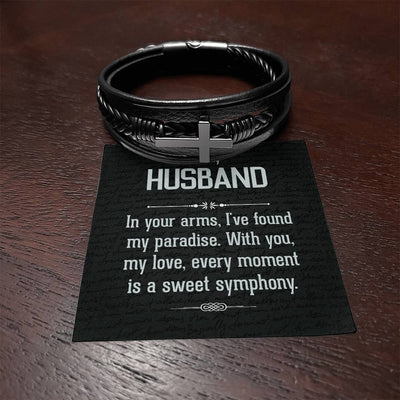 Load image into Gallery viewer, To My Man Leather Bracelet, Unique Birthday Gifts for Husband, In Your Arms, I&amp;#39;ve Found My Paradise
