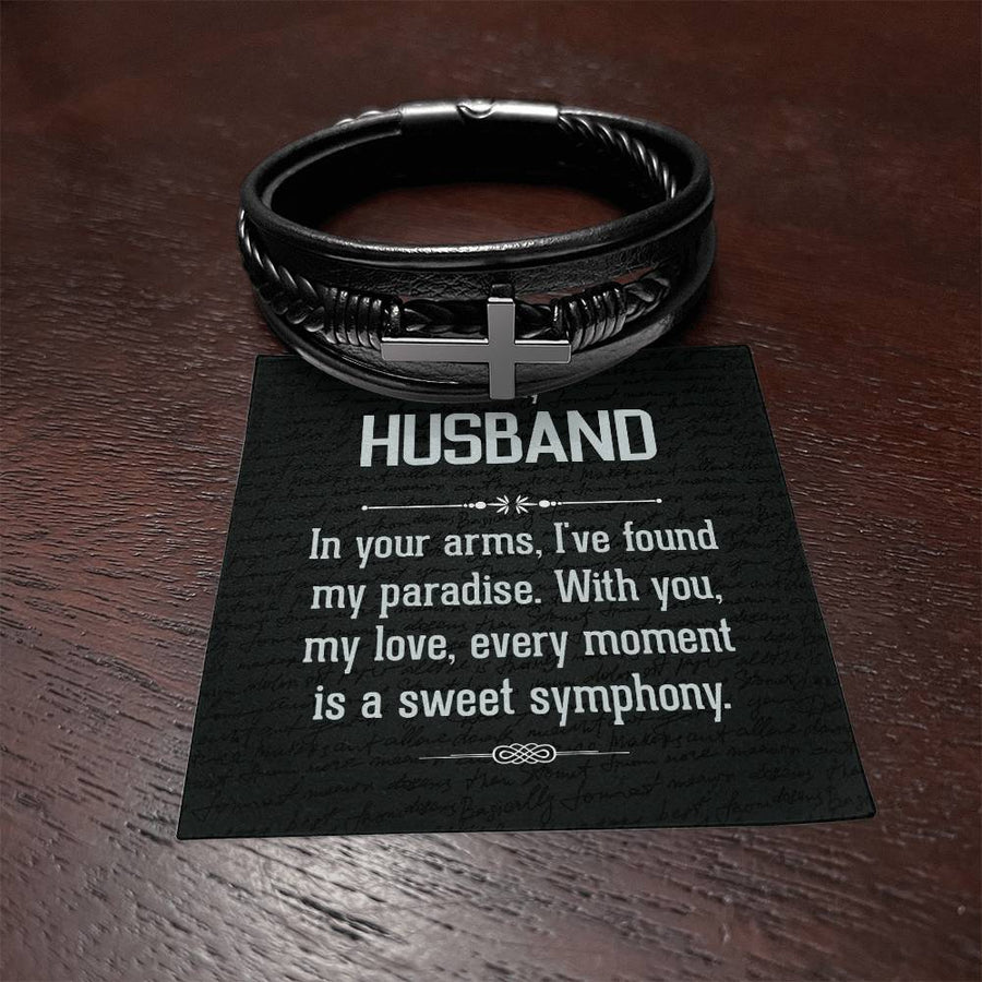 To My Man Leather Bracelet, Unique Birthday Gifts for Husband, In Your Arms, I've Found My Paradise