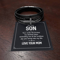 Load image into Gallery viewer, To My Son Cross Bracelet from Mom, Your Smile Illuminates My Darkest Days
