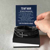 Load image into Gallery viewer, To My Man Men&#39;s Cross Bracelet - My Love, My One and Only Men&#39;s Cross Bracelet
