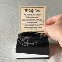 Load image into Gallery viewer, To My Son Bracelet from Mom and Dad, Mother to Son Leather Bracelet, Unique Birthday Day Gifts
