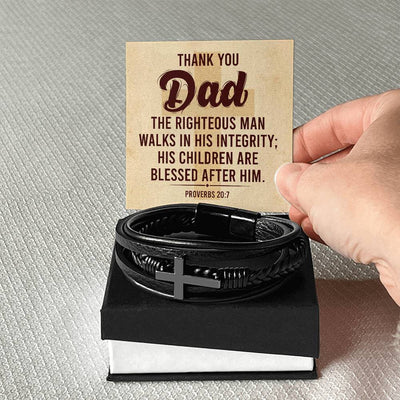 Load image into Gallery viewer, To My Dad Men&amp;#39;s Cross Bracelet - Bible Verse Catholic

