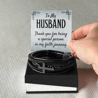 Load image into Gallery viewer, To My Husband Men&#39;s Cross Bracelet - Thank You for Being a Special Person in My Faith
