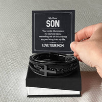 Load image into Gallery viewer, To My Son Cross Bracelet from Mom, Your Smile Illuminates My Darkest Days
