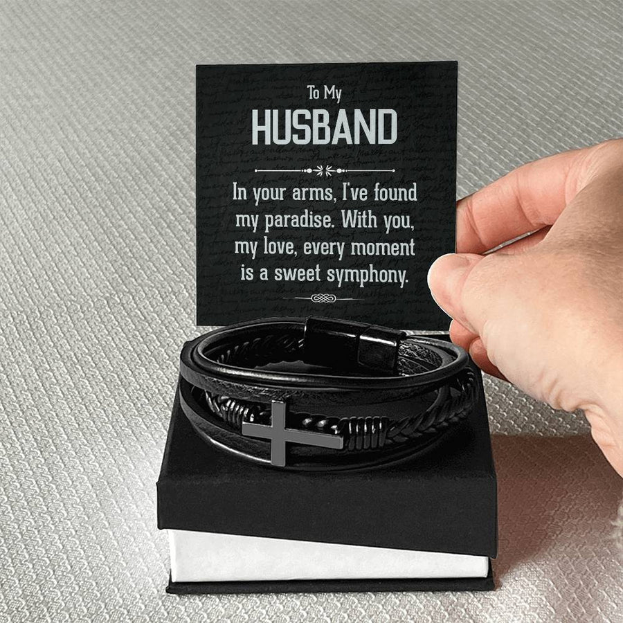 To My Man Leather Bracelet, Unique Birthday Gifts for Husband, In Your Arms, I've Found My Paradise