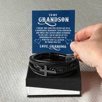 Load image into Gallery viewer, To My Grandson Bracelet from Grandma, I Thank the Lord for Giving Me Such a Wonderful Grandson
